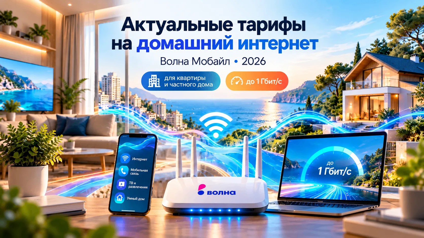 Тарифы Волна Мобайл на домашний интернет в 2026 году: цены и сравнение